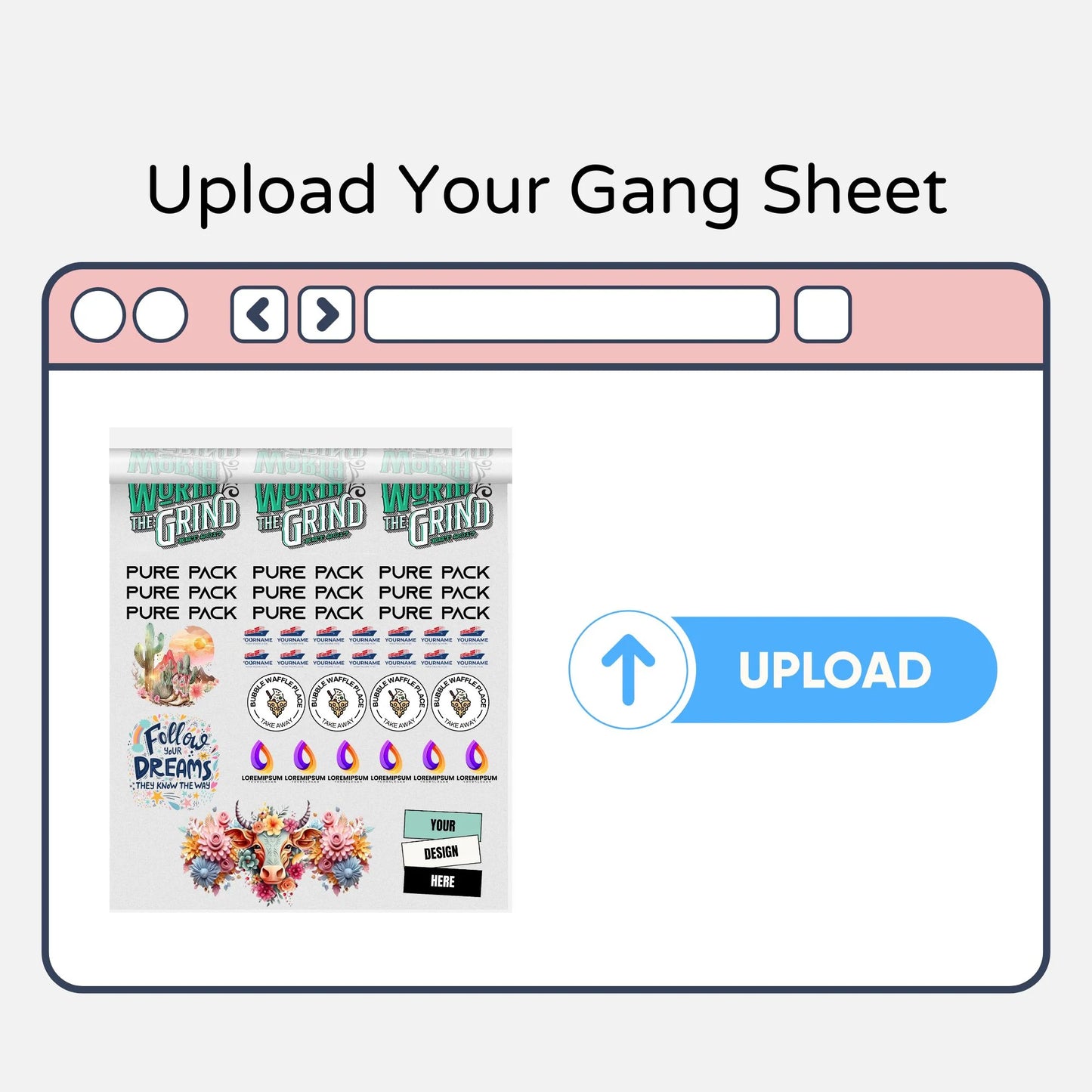 Upload Your Custom DTF Gang Sheet